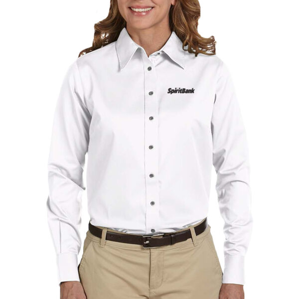 SpiritBank - Ladies' Easy Blend™ Long-Sleeve Twill Shirt with Stain-Release Thumbnail